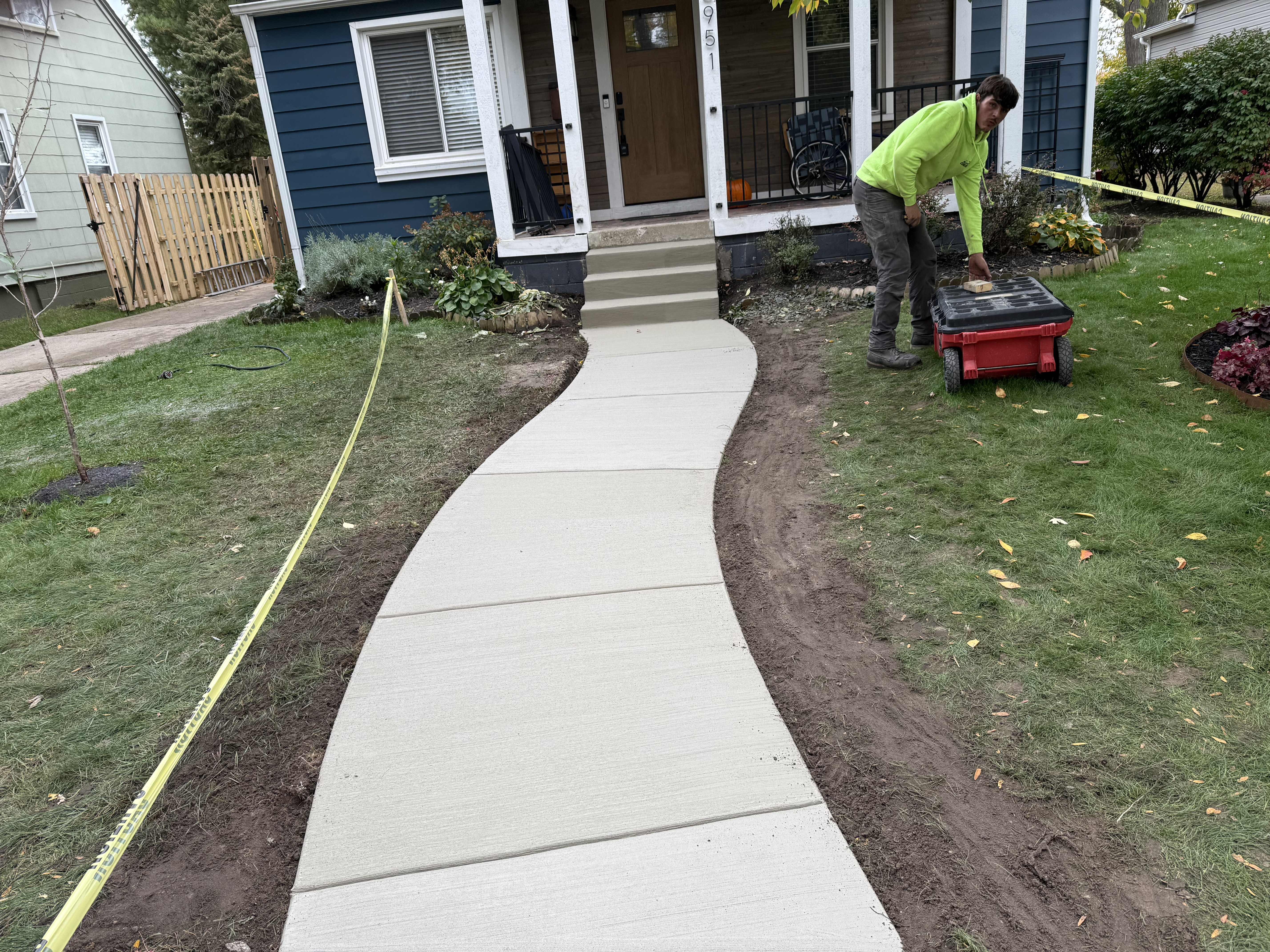 Concrete sidewalk and walkway